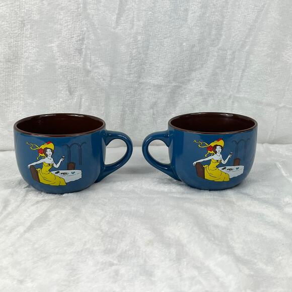 Café Bohème Coffee Crème Liqueur Promo Mug Set 2 Woman In Yellow Dress Graphic - Picture 3 of 7